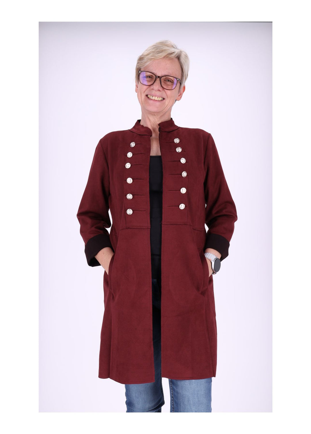 Damen Jacke Fakeleder Military