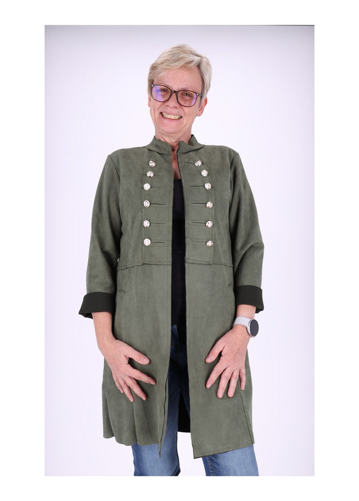 Damen Jacke Fakeleder Military