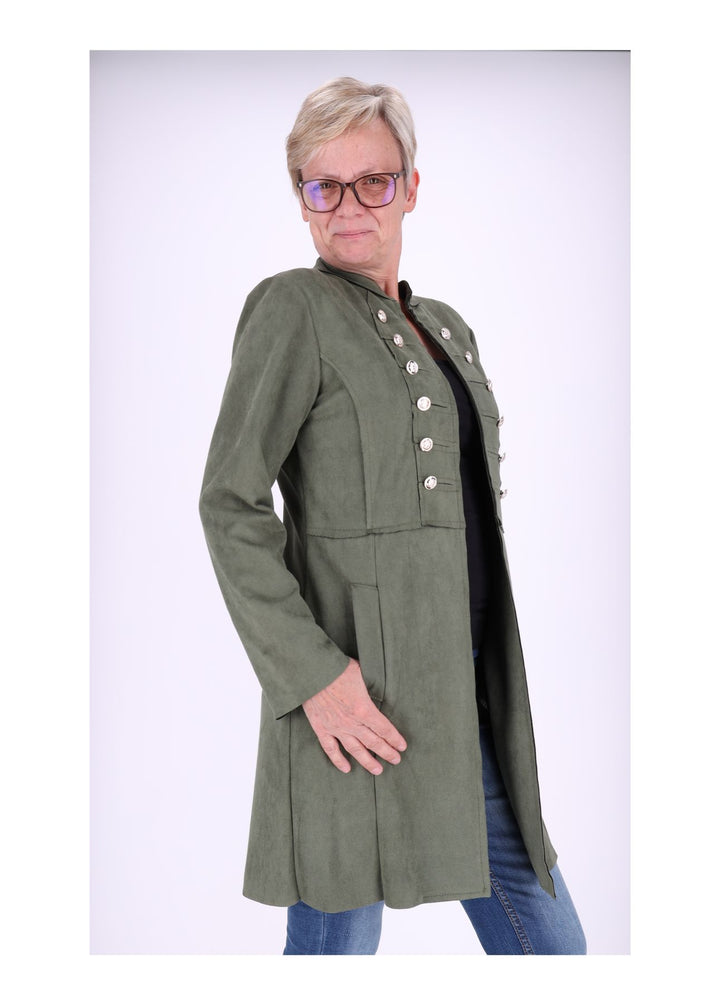 Damen Jacke Fakeleder Military