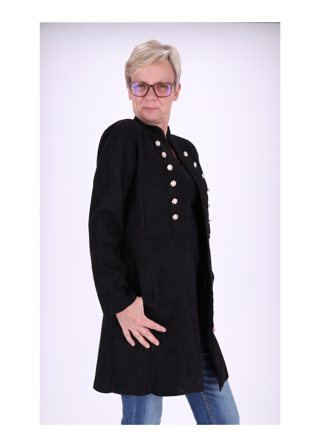 Damen Jacke Fakeleder Military