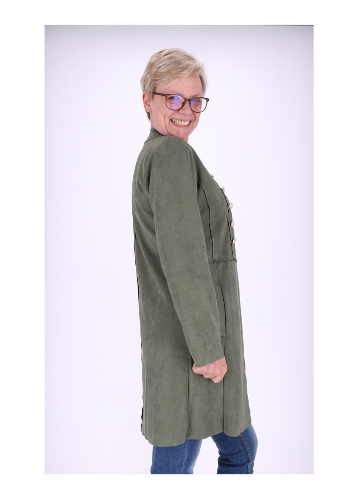 Damen Jacke Fakeleder Military