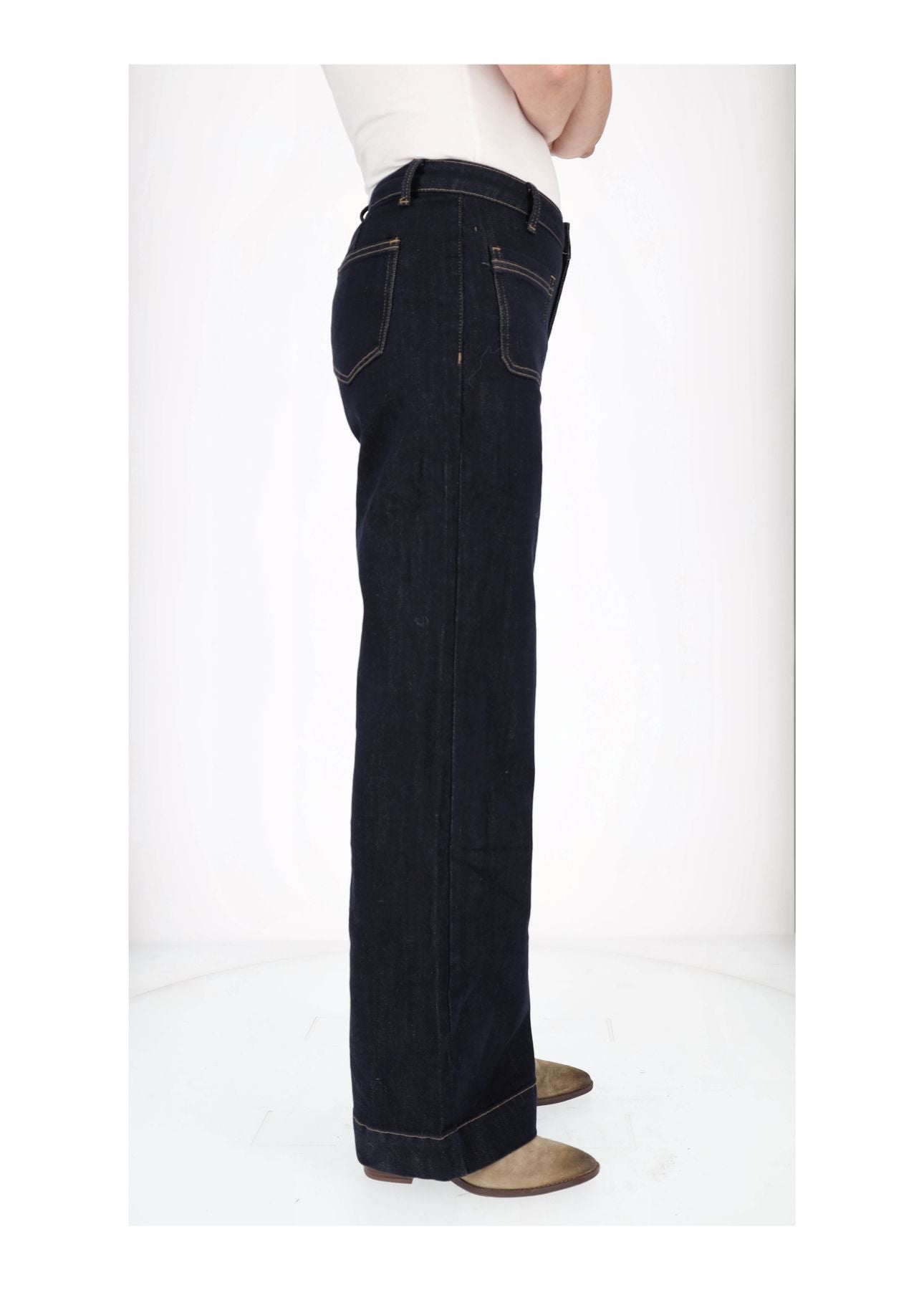Damen Jeans weites Bein aufgesetzte Taschen