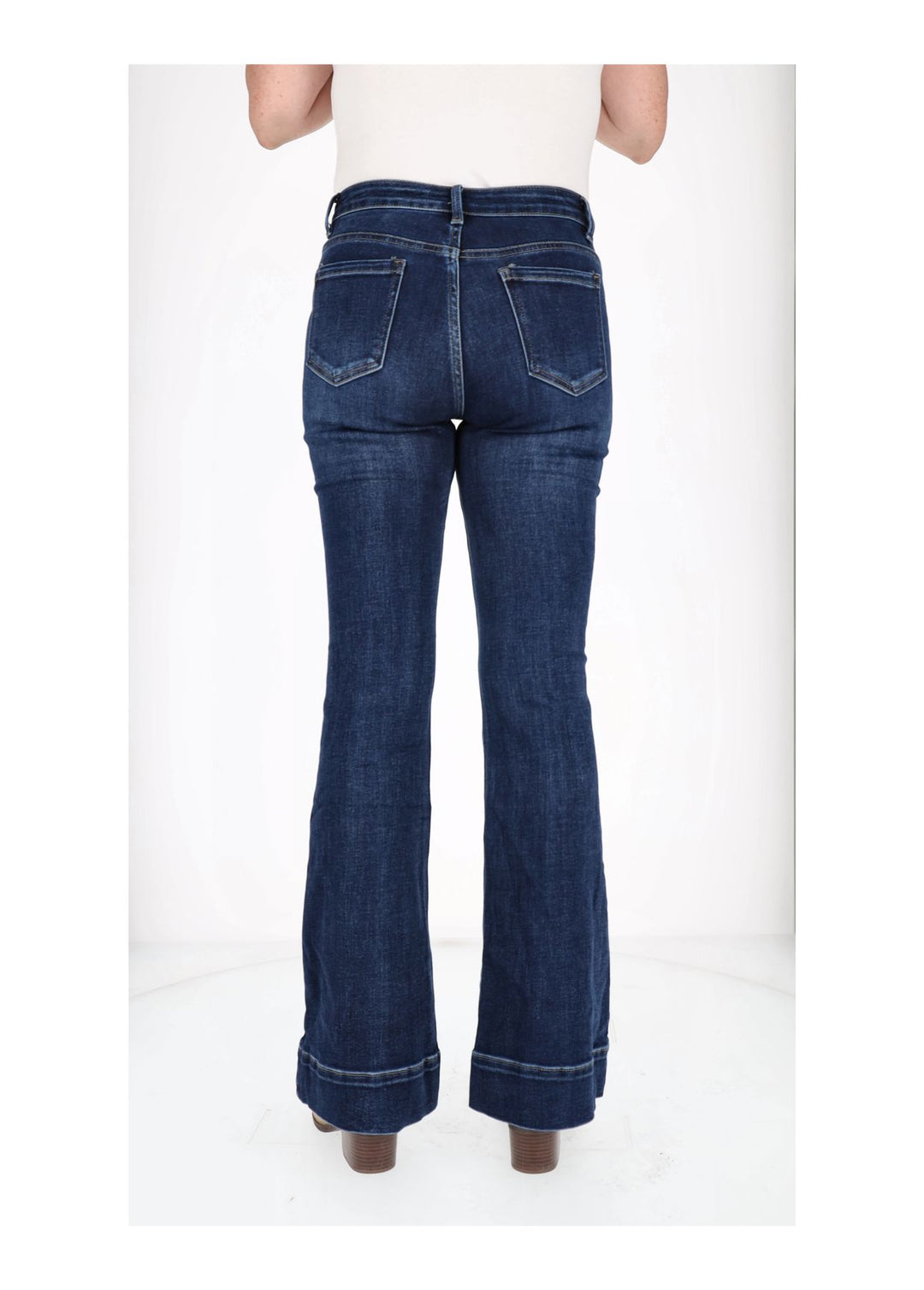 Damen Jeans Schlag aufgesetzte Taschen