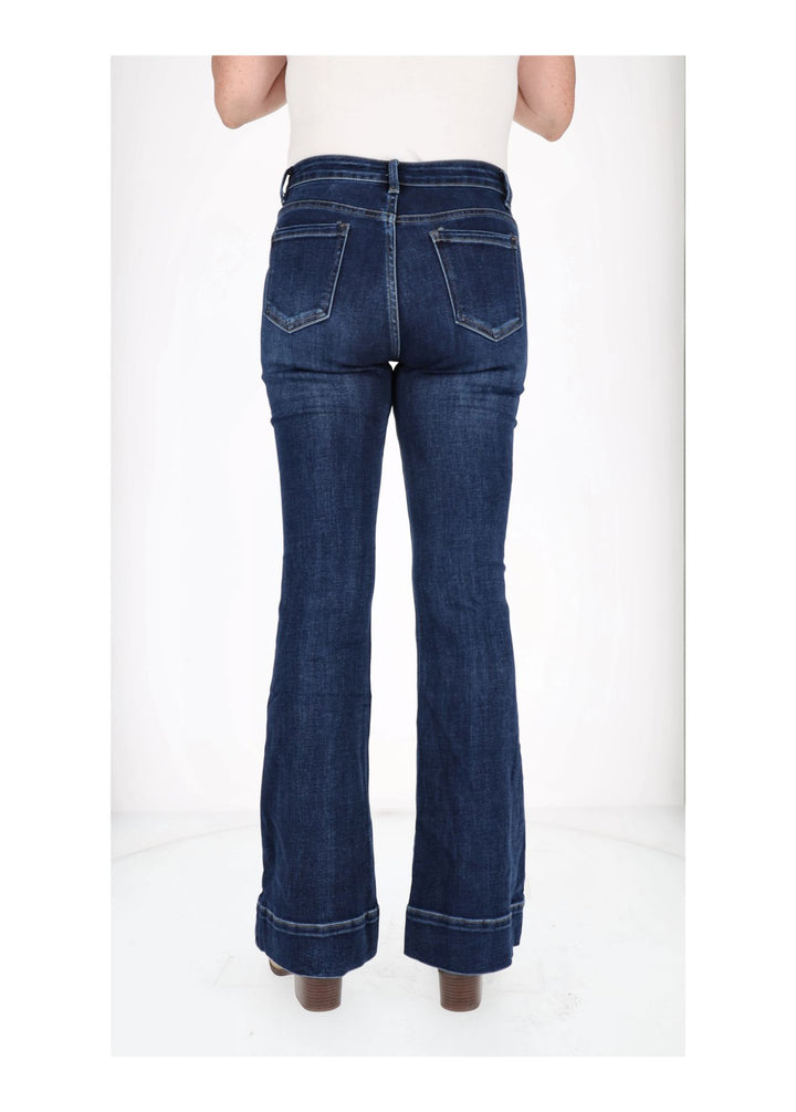 Damen Jeans Schlag aufgesetzte Taschen