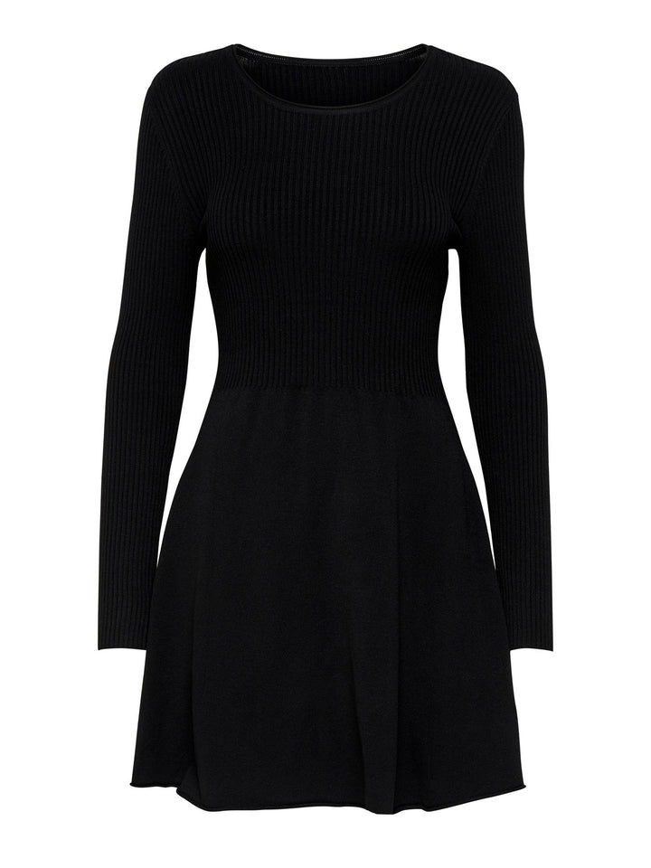 Damen ONLALMA L/S O-NECK DRESS KNT NOOS Black