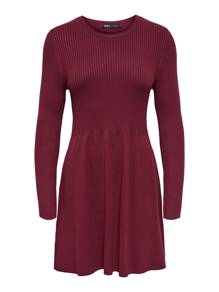 Damen ONLALMA L/S O-NECK DRESS KNT NOOS Zinfandel