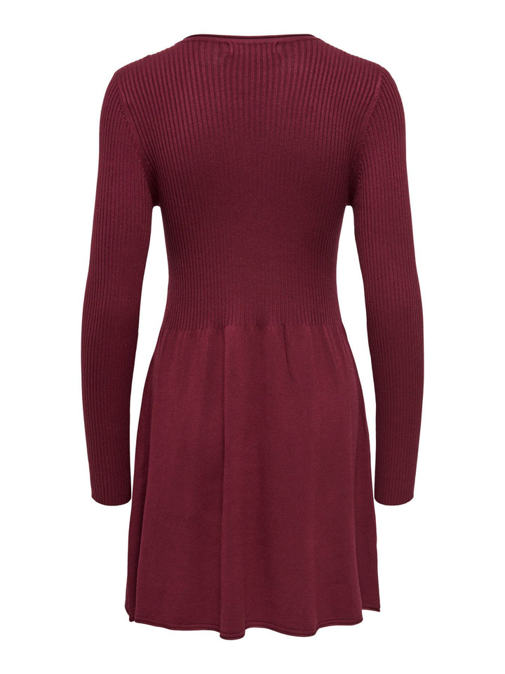 Damen ONLALMA L/S O-NECK DRESS KNT NOOS Zinfandel