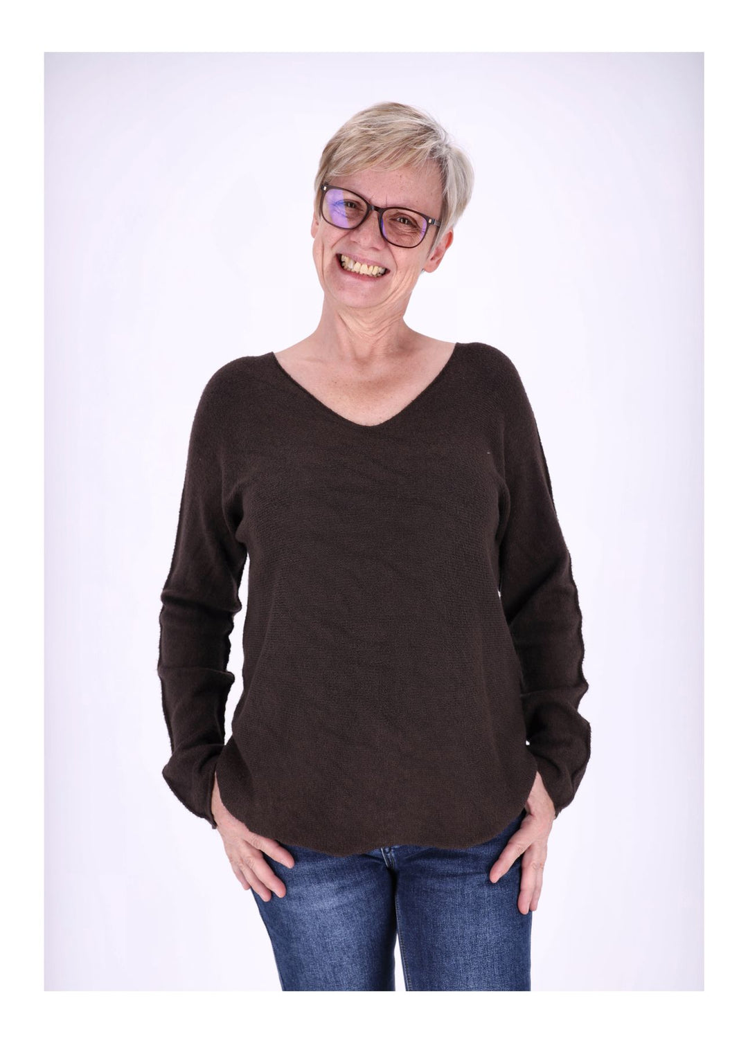 Splash of Color Strickpullover V-Ausschnitt