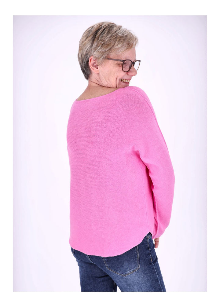 Damen Strickpullover V-Ausschnitt Pink