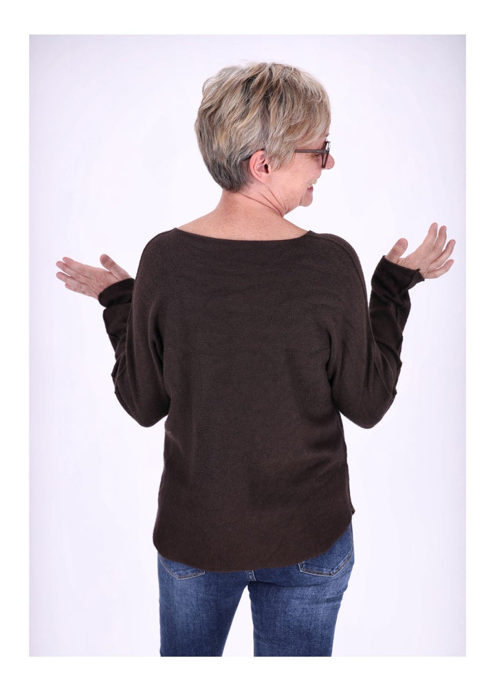 Damen Strickpullover V-Ausschnitt Braun