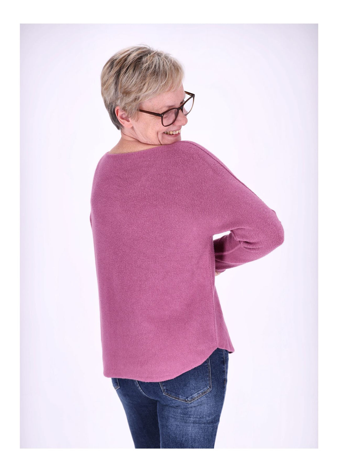 Damen Strickpullover mit V-Ausschnitt – Rosa