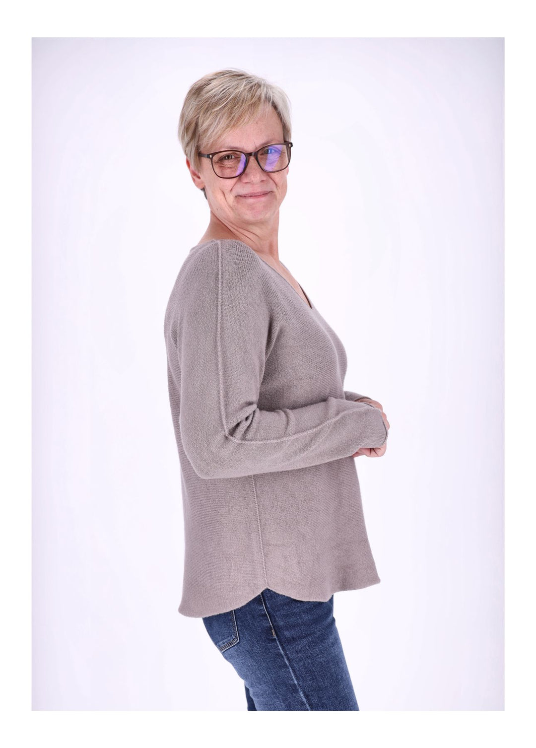 Damen Strickpullover V-Ausschnitt Fango