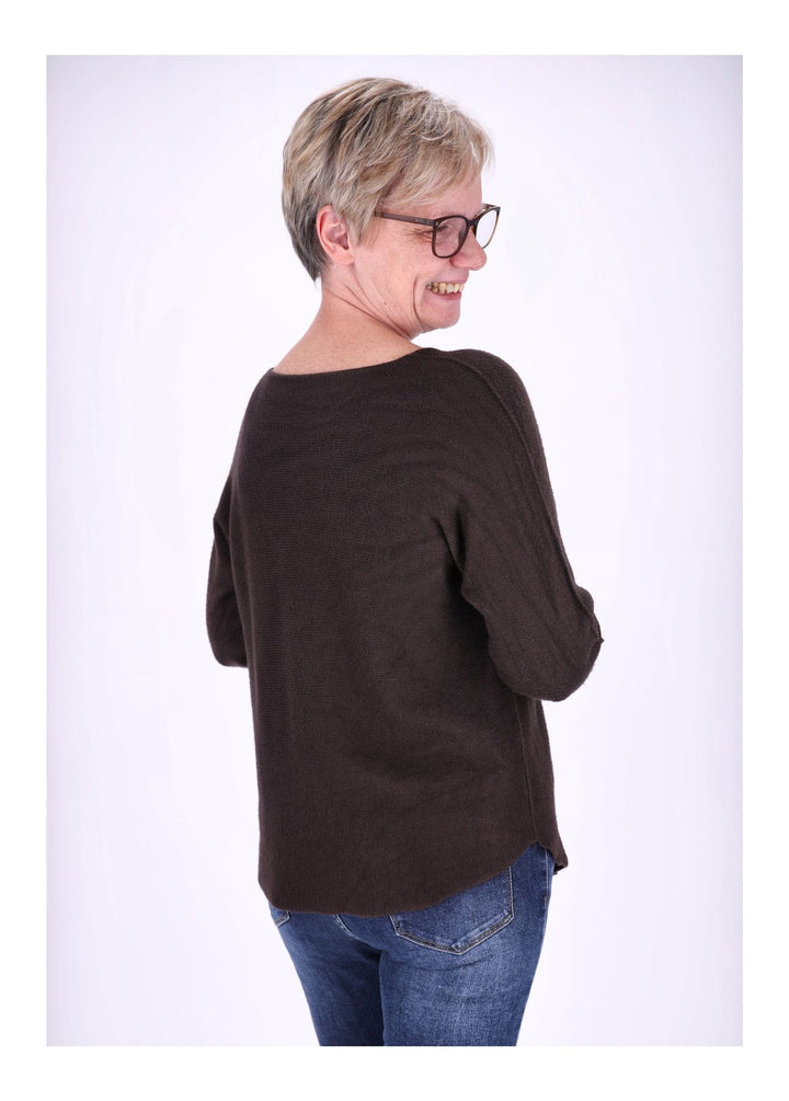Damen Strickpullover V-Ausschnitt Braun