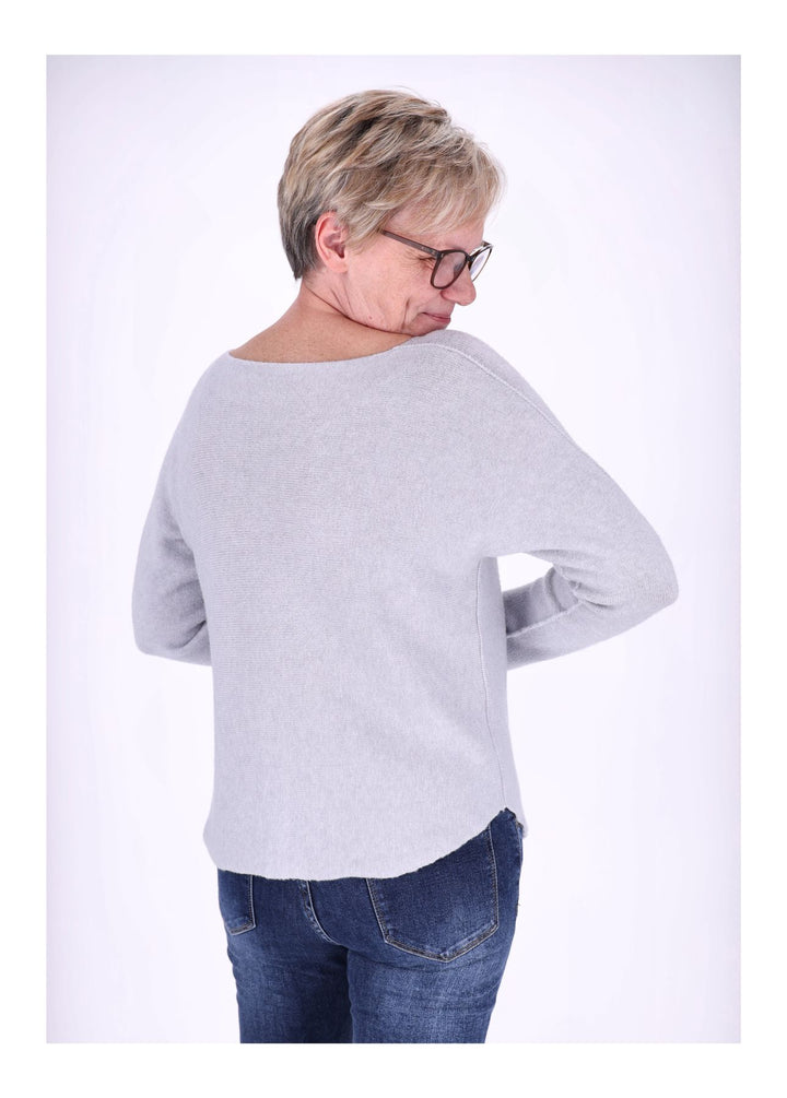 Damen Strickpullover V-Ausschnitt Grau