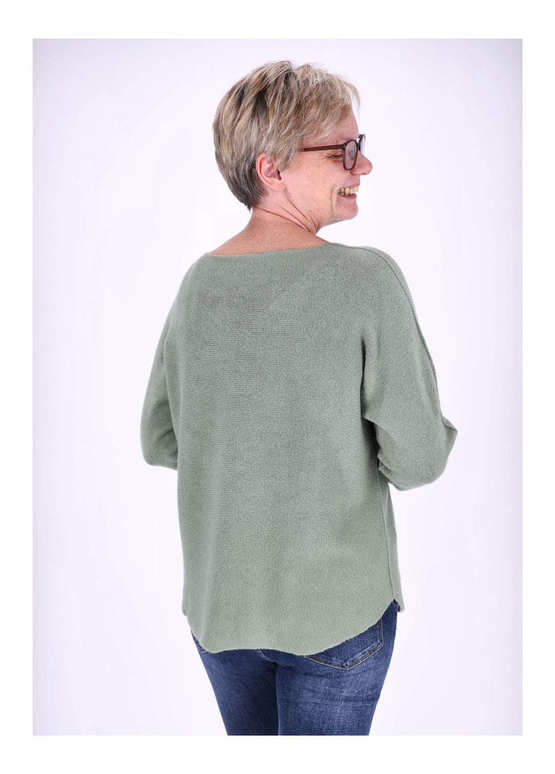 Damen Strickpullover V-Ausschnitt Grün
