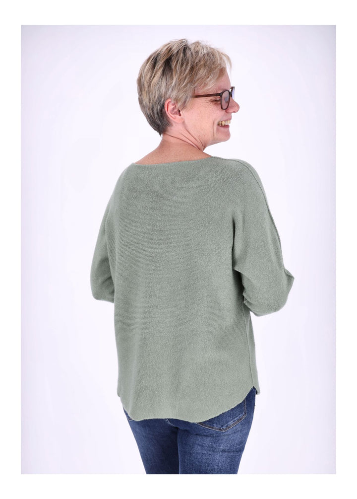 Damen Strickpullover V-Ausschnitt Grün