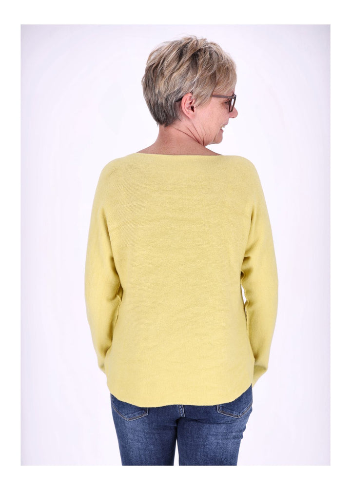 Damen Strickpullover V-Ausschnitt Gelb