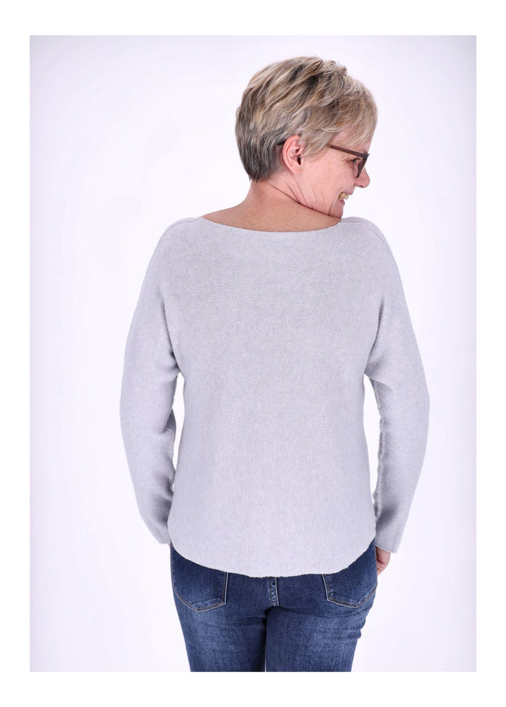 Damen Strickpullover V-Ausschnitt Grau
