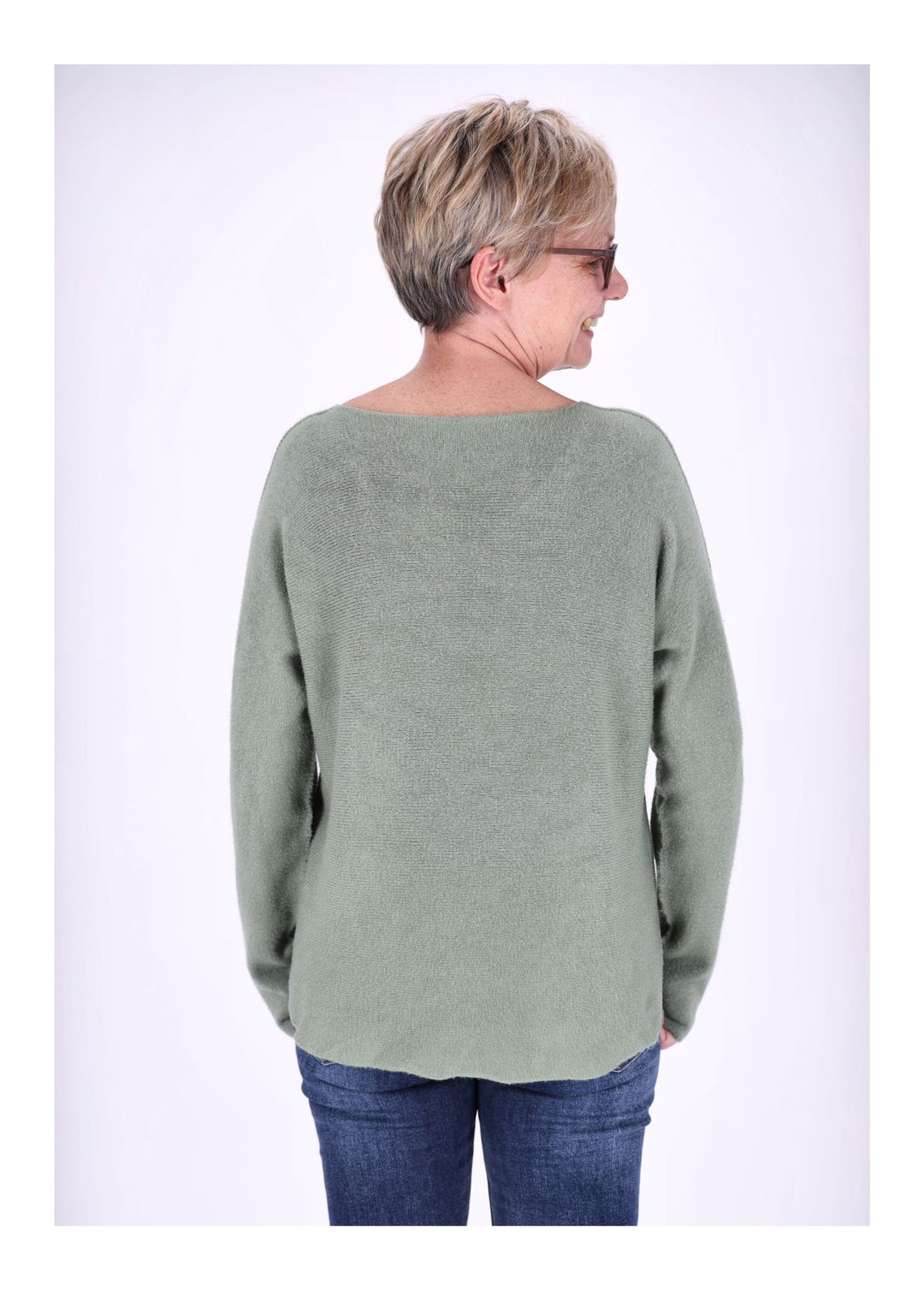 Damen Strickpullover V-Ausschnitt Grün