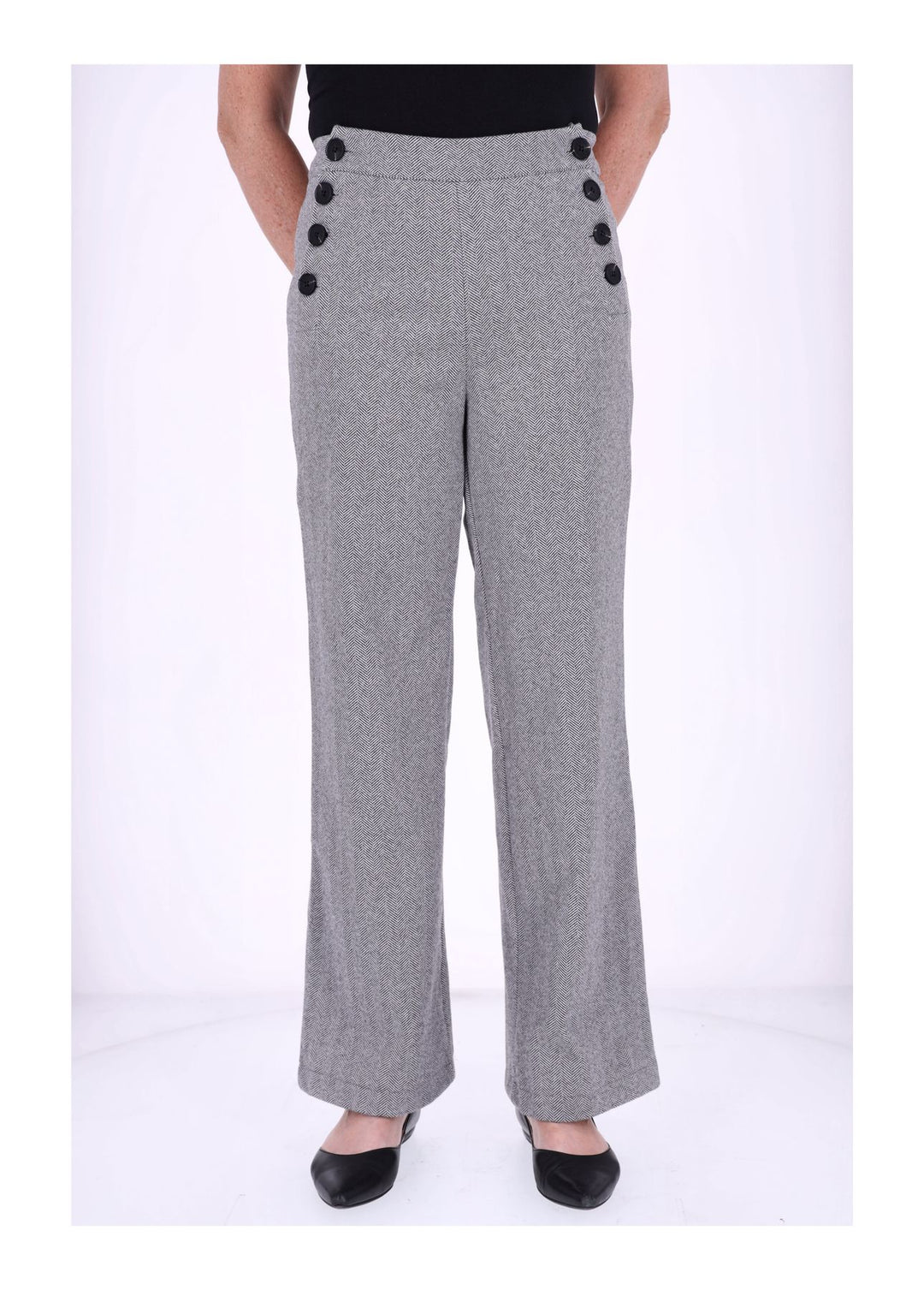 Hose Damen wideleg Knöpfe