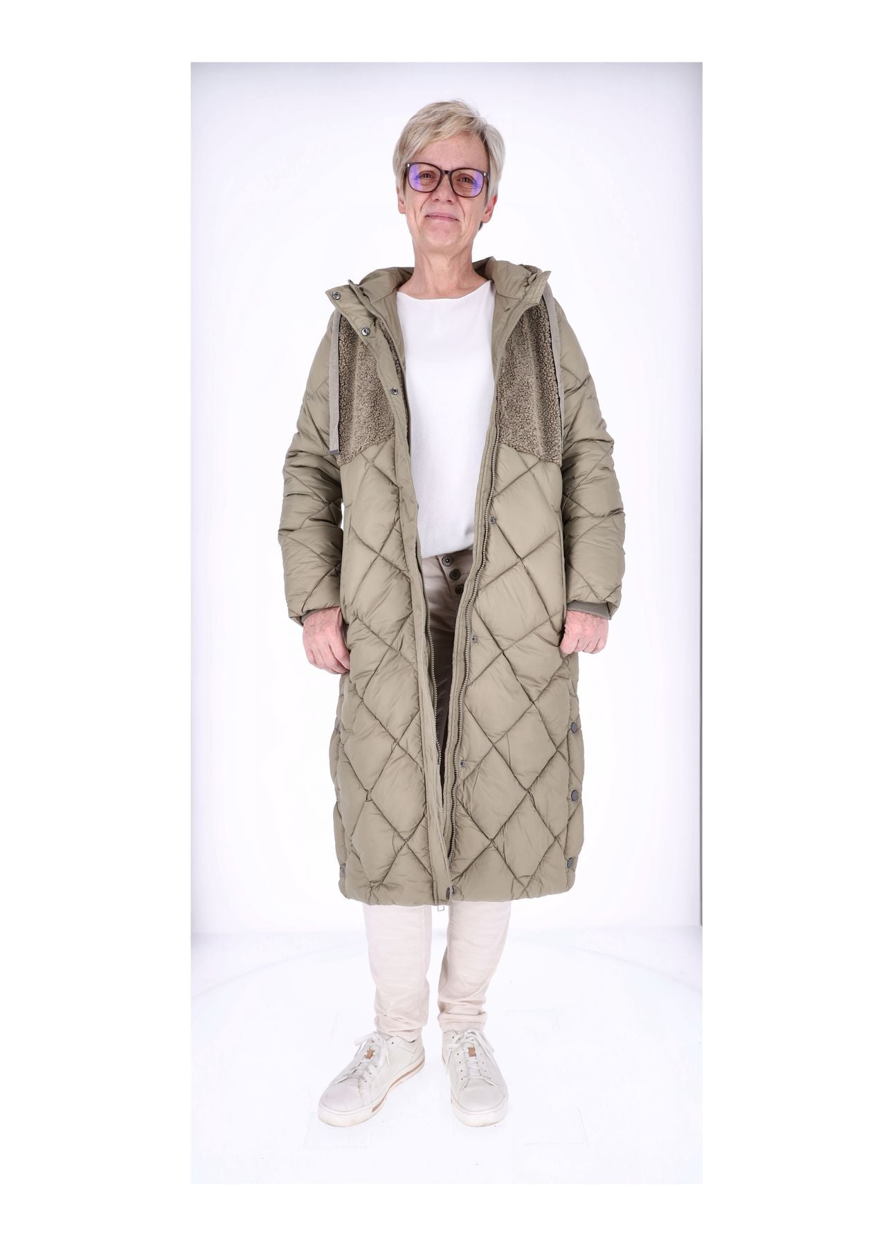 Ladies Jacket white Teddy-Knitted