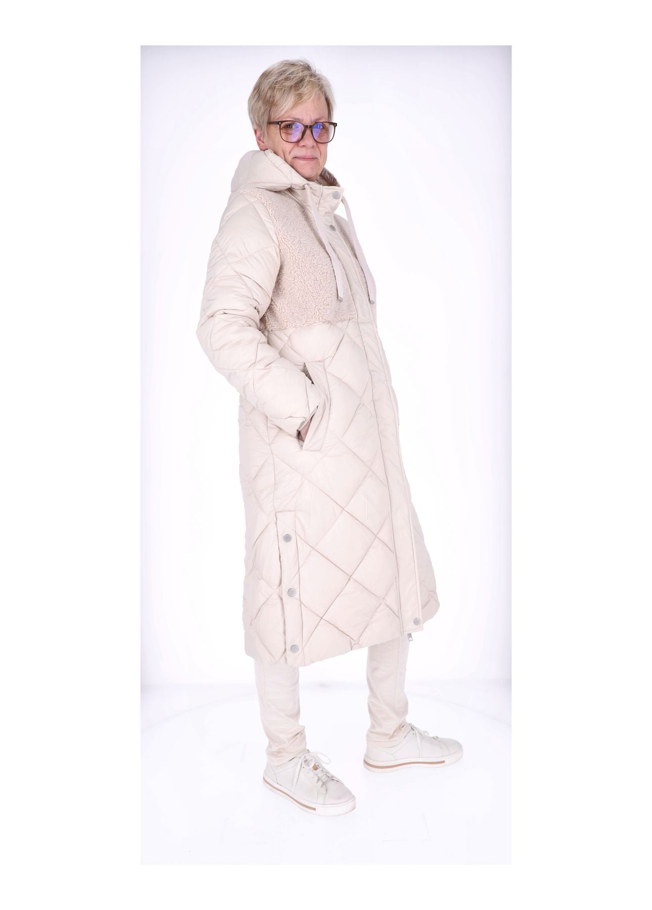 Ladies Jacket white Teddy-Knitted