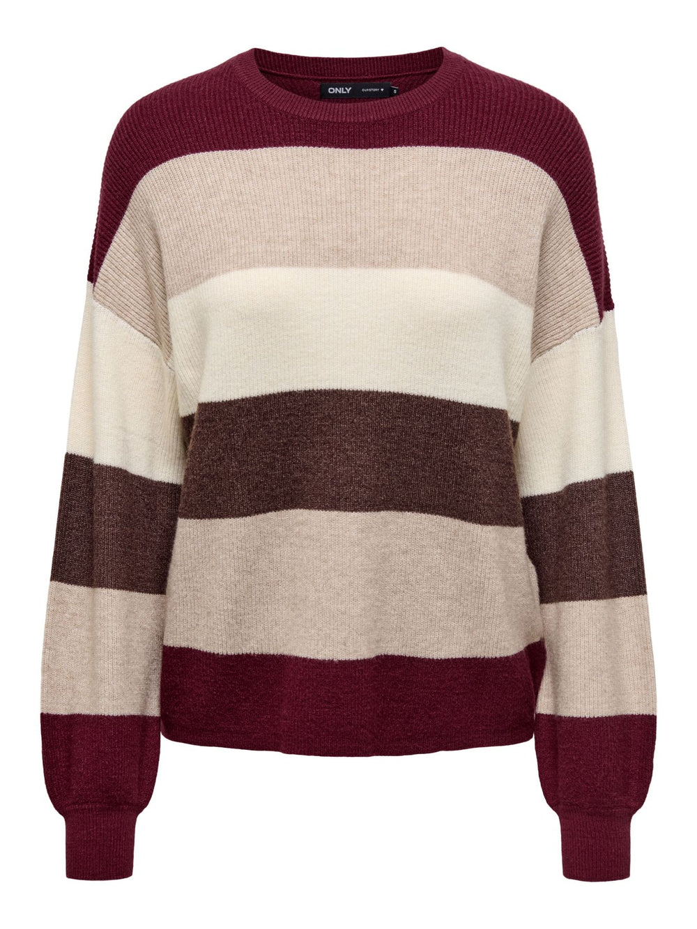 Damen ONLATIA L/S STRIPE PULLOV KNT NOOS Zinfandel/W. WhitecapGray/SilverMin