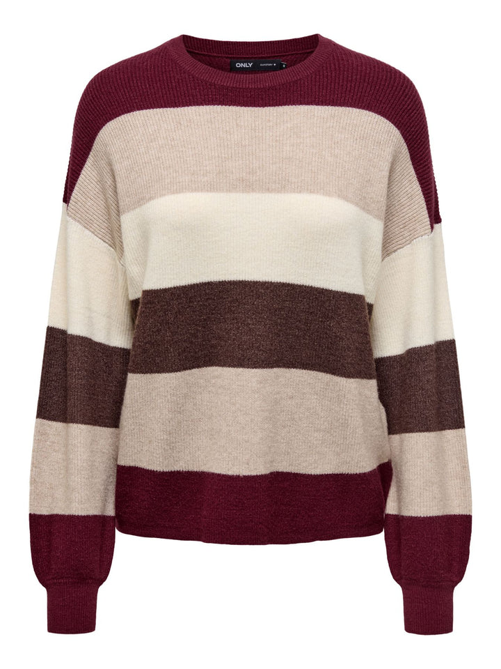 Damen ONLATIA L/S STRIPE PULLOV KNT NOOS Zinfandel/W. WhitecapGray/SilverMin