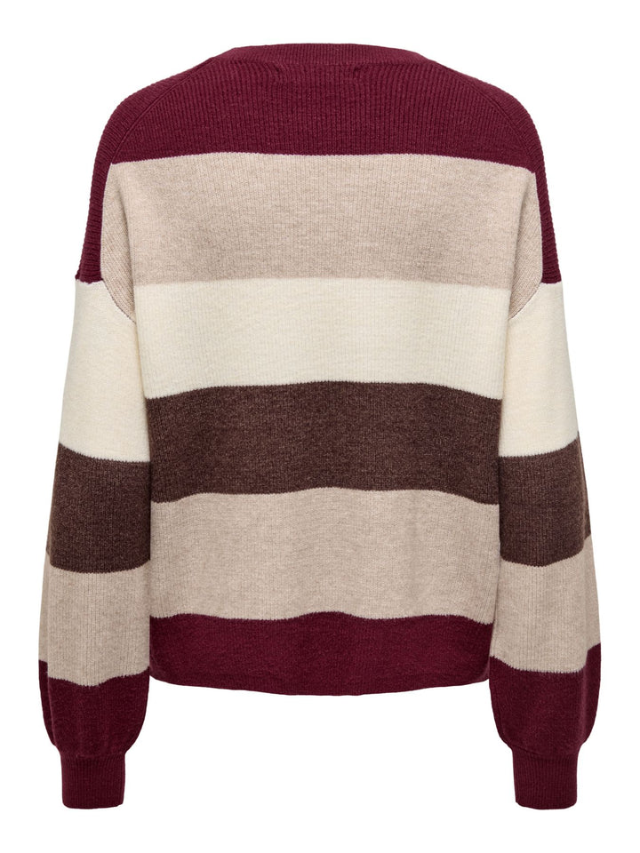 Damen ONLATIA L/S STRIPE PULLOV KNT NOOS Zinfandel/W. WhitecapGray/SilverMin