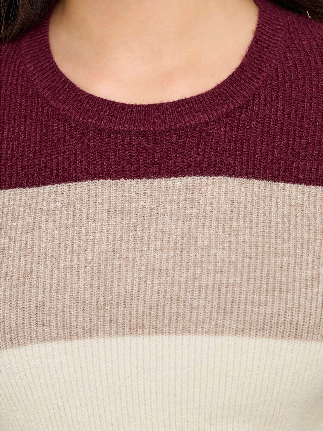 Damen ONLATIA L/S STRIPE PULLOV KNT NOOS Zinfandel/W. WhitecapGray/SilverMin