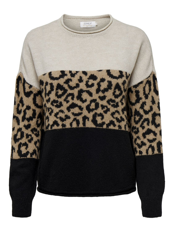 Damen ONLJADE ANIMAL LS O-NECK KNT NOOS