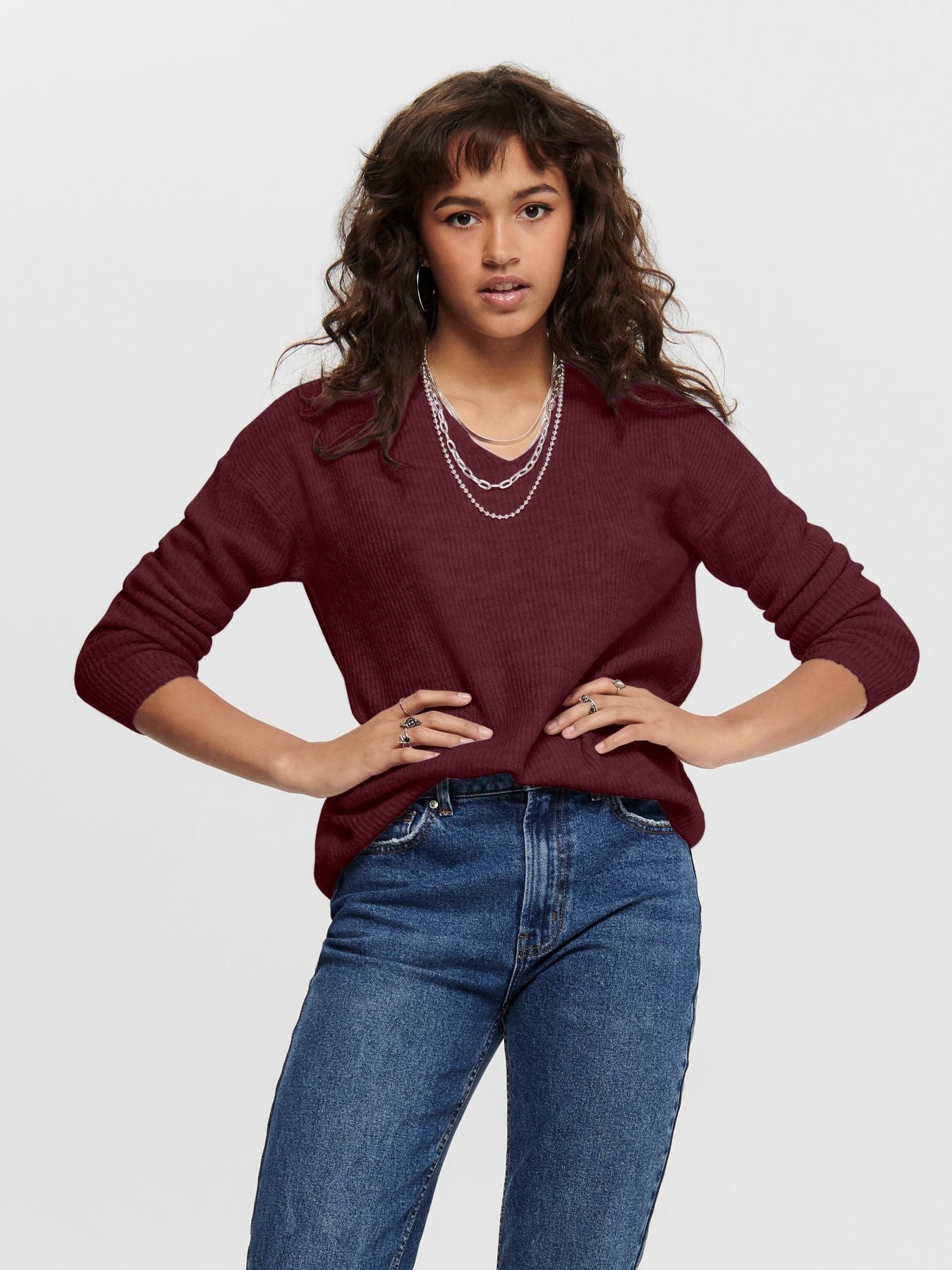 Damen ONLCAMILLA V-NECK L/S PULLOVER KNT