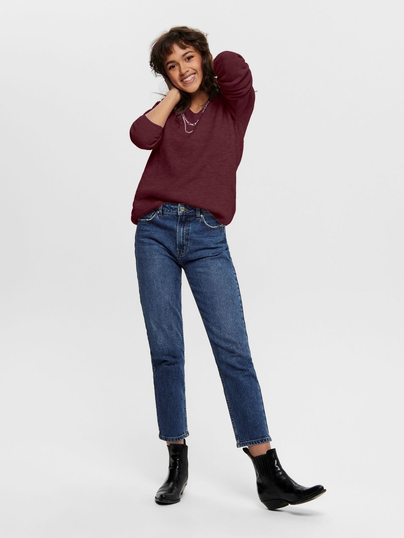 Damen ONLCAMILLA V-NECK L/S PULLOVER KNT