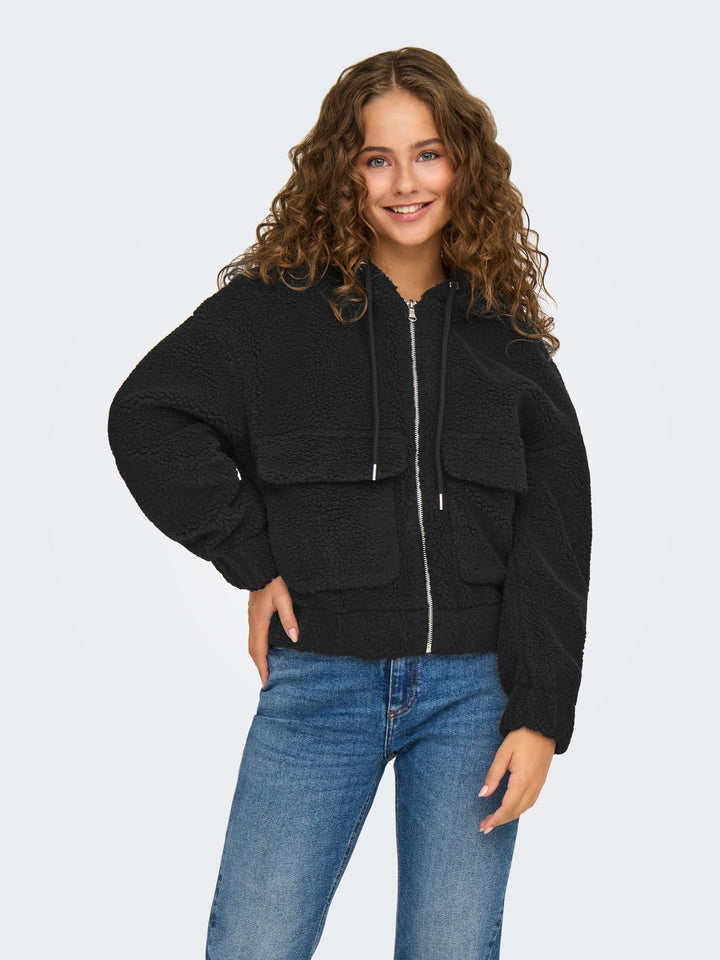 Damen ONLTANJA TEDDY HOOD JACKET OTW NOOS Black