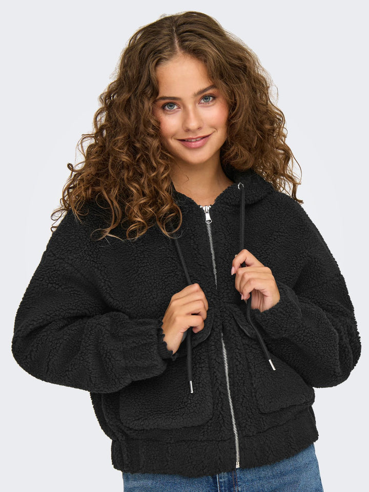 Damen ONLTANJA TEDDY HOOD JACKET OTW NOOS Black