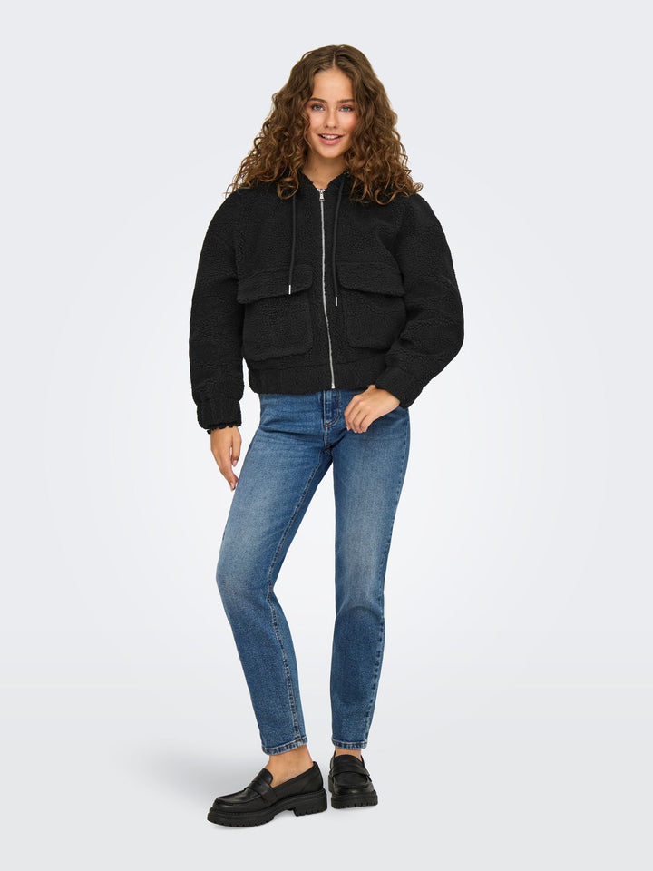 Damen ONLTANJA TEDDY HOOD JACKET OTW NOOS Black