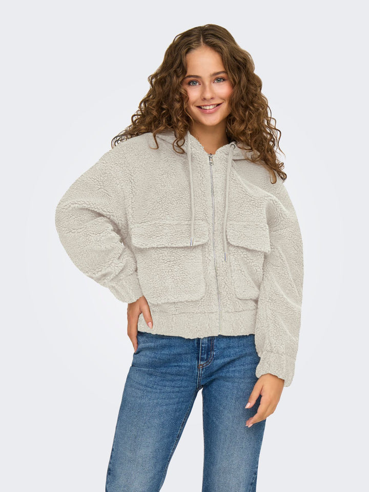 Damen ONLTANJA TEDDY HOOD JACKET OTW NOOS Beige