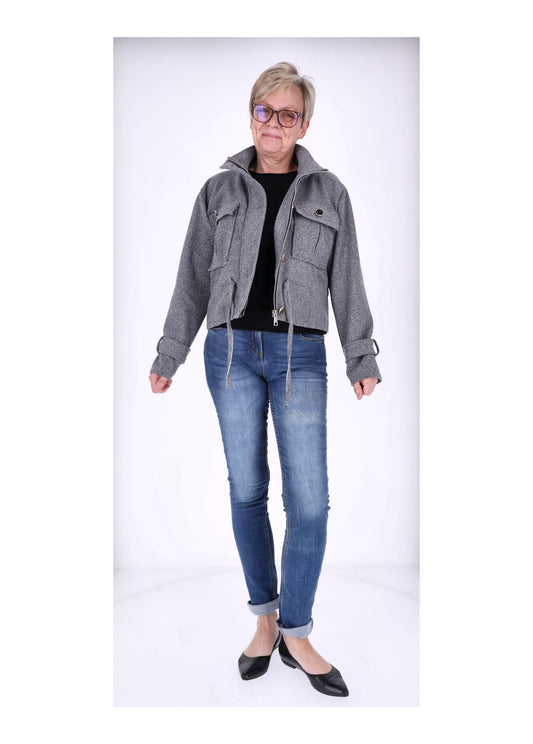 Kurzjacke Damen Stehkragen Tunnelzug