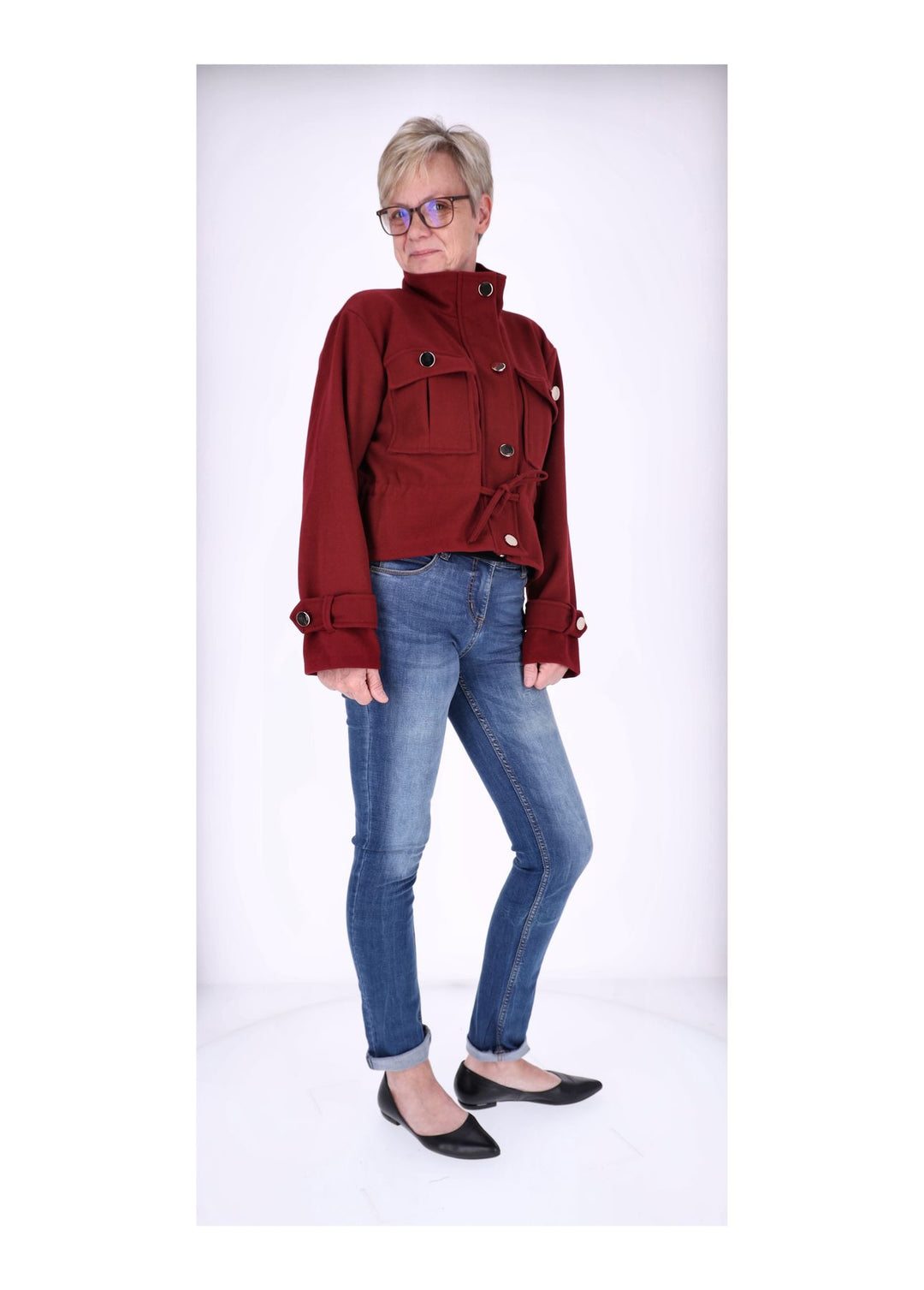 Kurzjacke Damen Stehkragen Tunnelzug