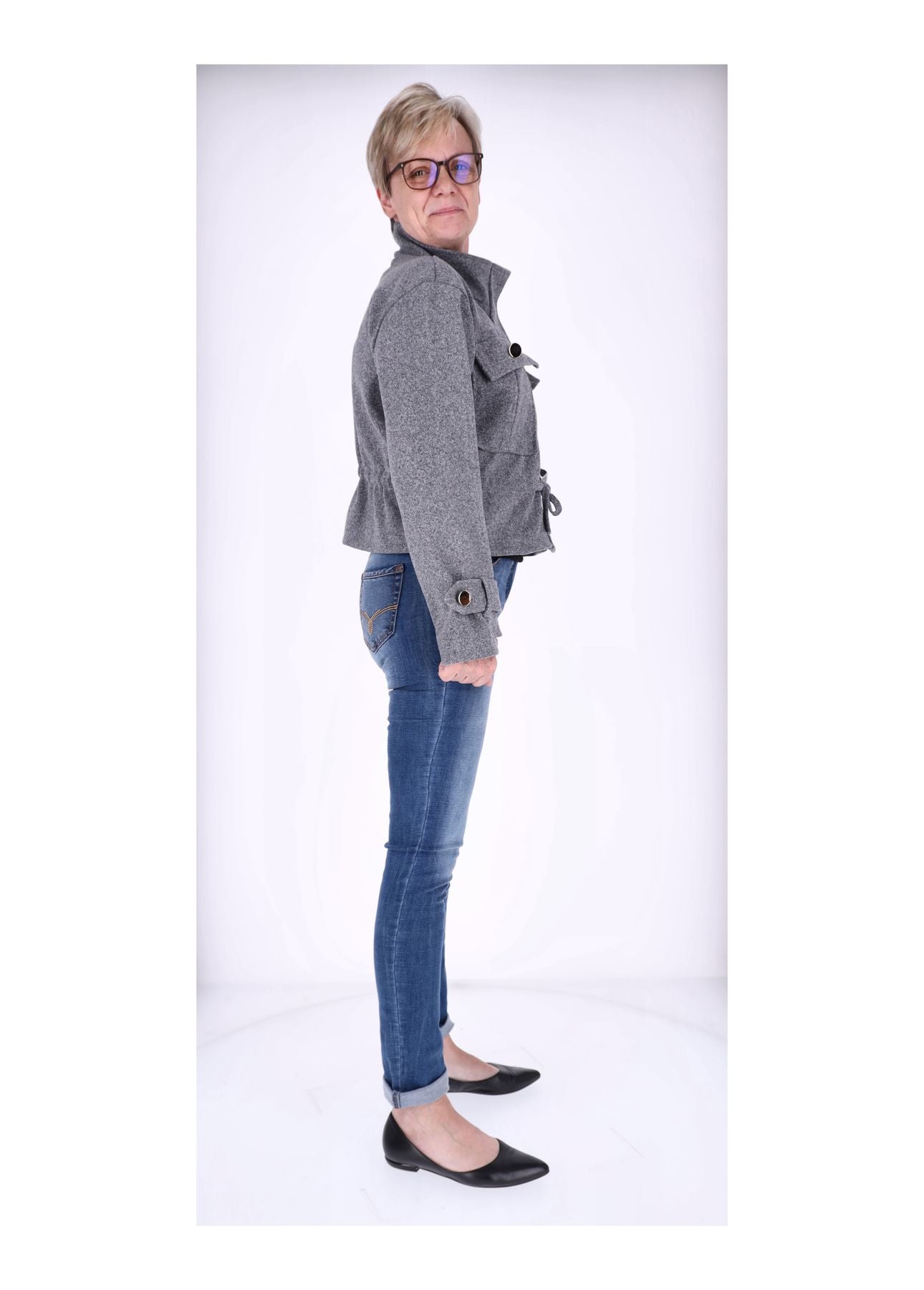 Kurzjacke Damen Stehkragen Tunnelzug