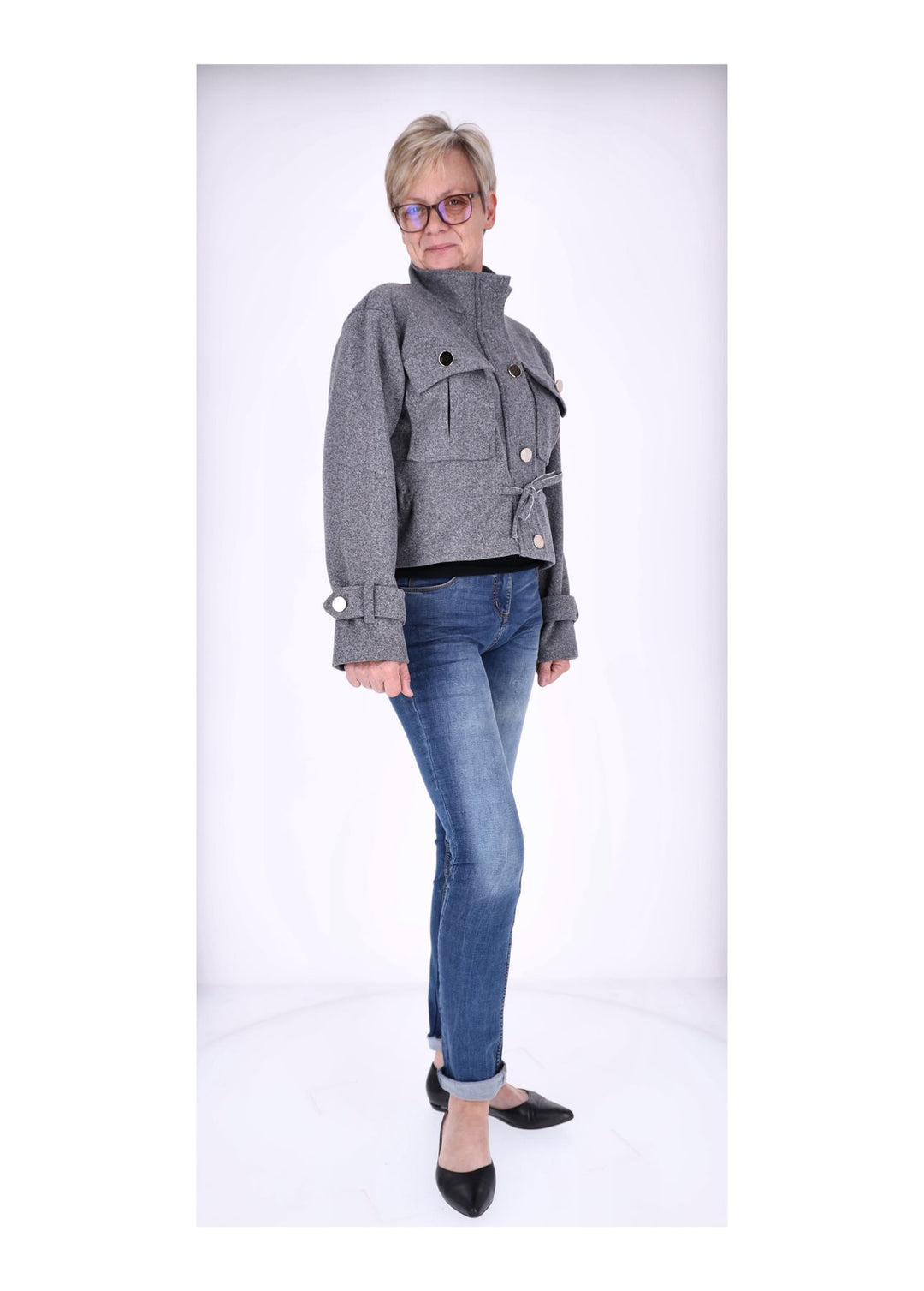 Kurzjacke Damen Stehkragen Tunnelzug