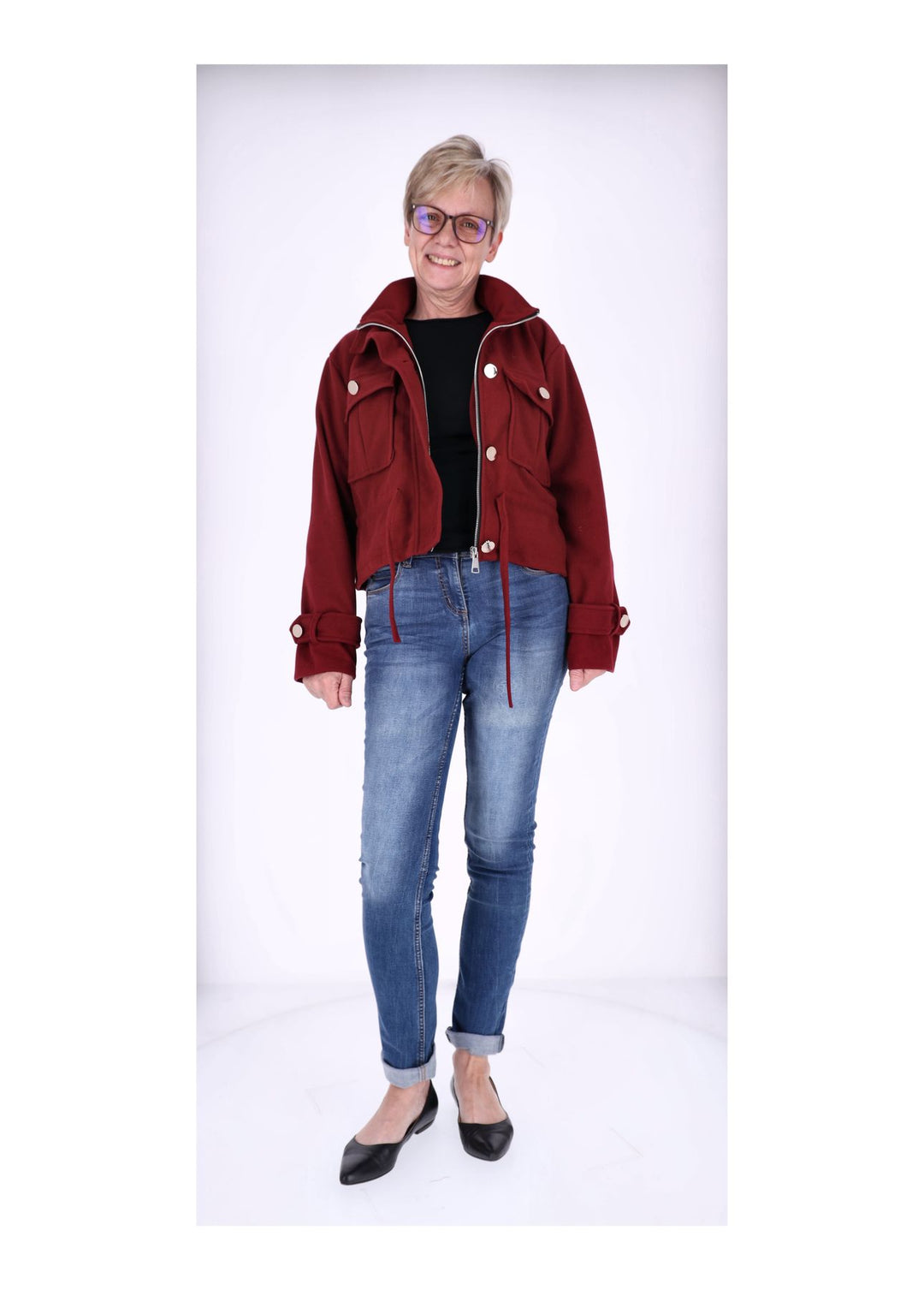 Kurzjacke Damen Stehkragen Tunnelzug