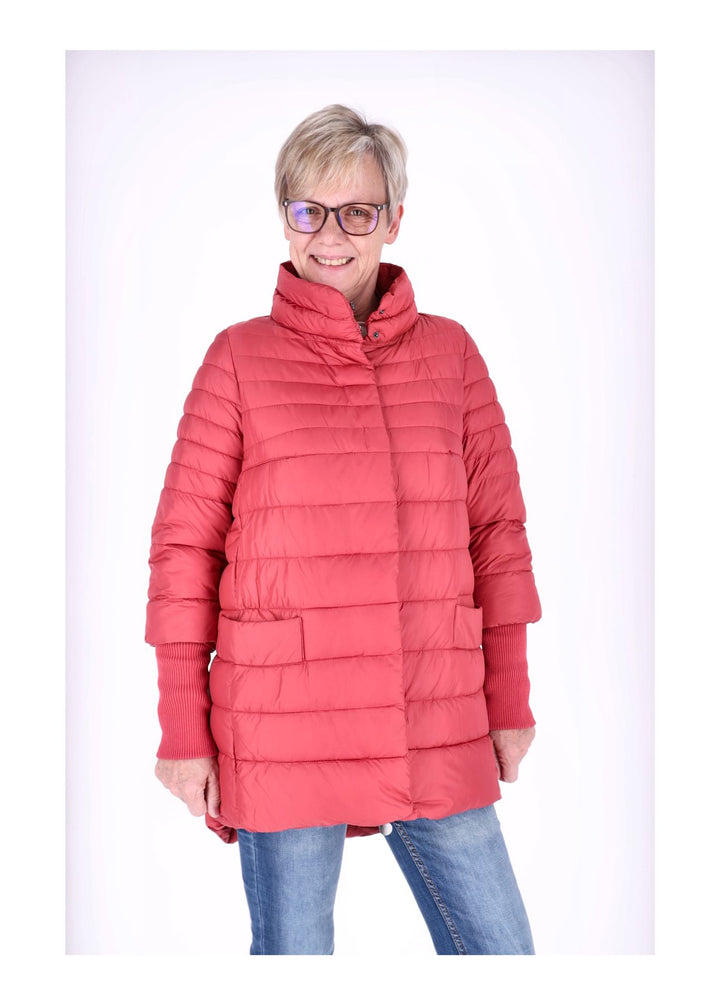 Damen Steppjacke mit Strickbündchen in Rot