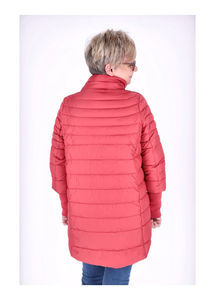 Damen Steppjacke mit Strickbündchen in Rot