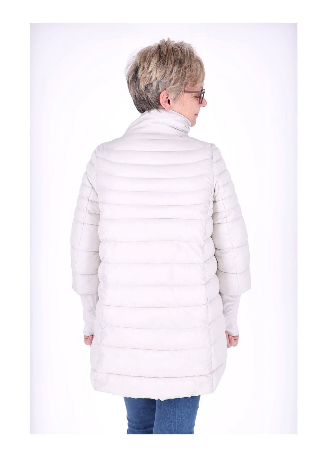Damen Steppjacke mit Strickbündchen in Weiß