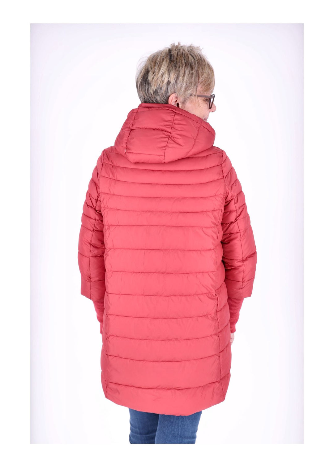 Damen Steppjacke mit Strickbündchen in Rot