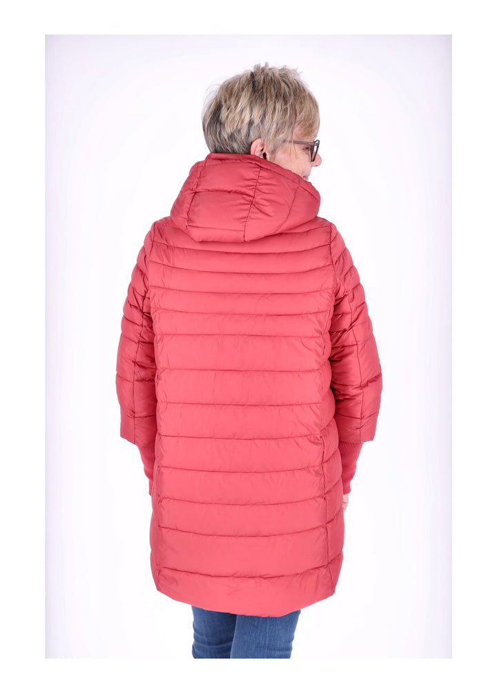 Damen Steppjacke mit Strickbündchen in Rot