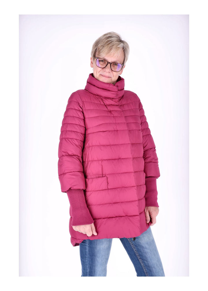 Damen Steppjacke mit Strickbündchen in Pink