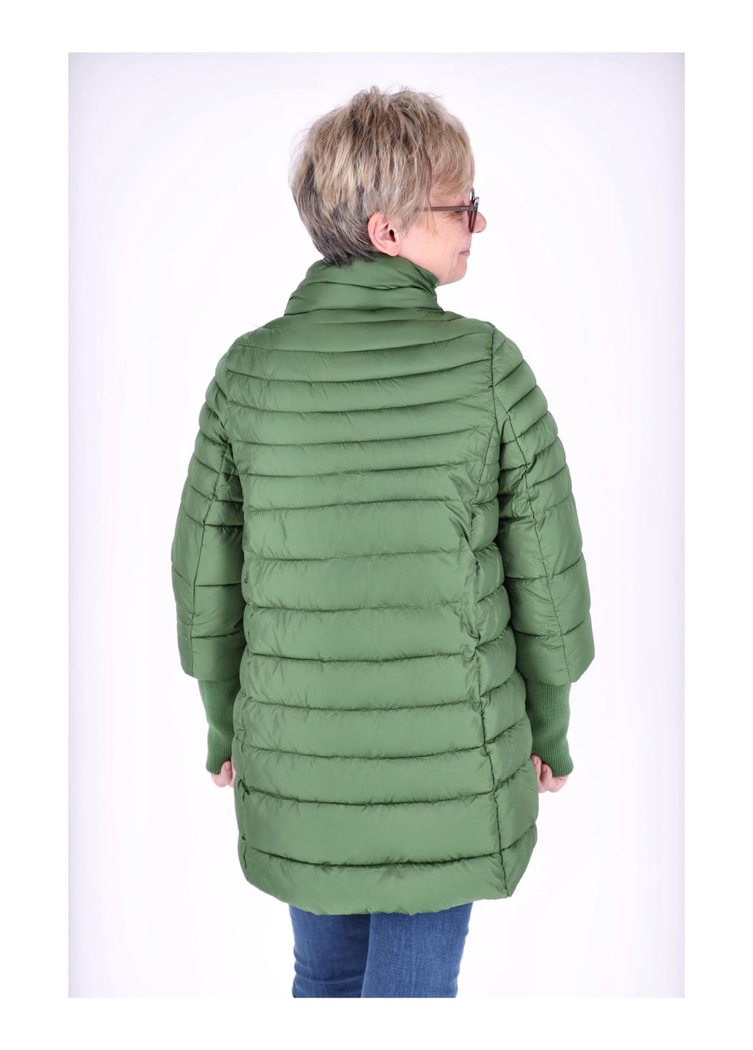 Damen Steppjacke mit Strickbündchen in Grün