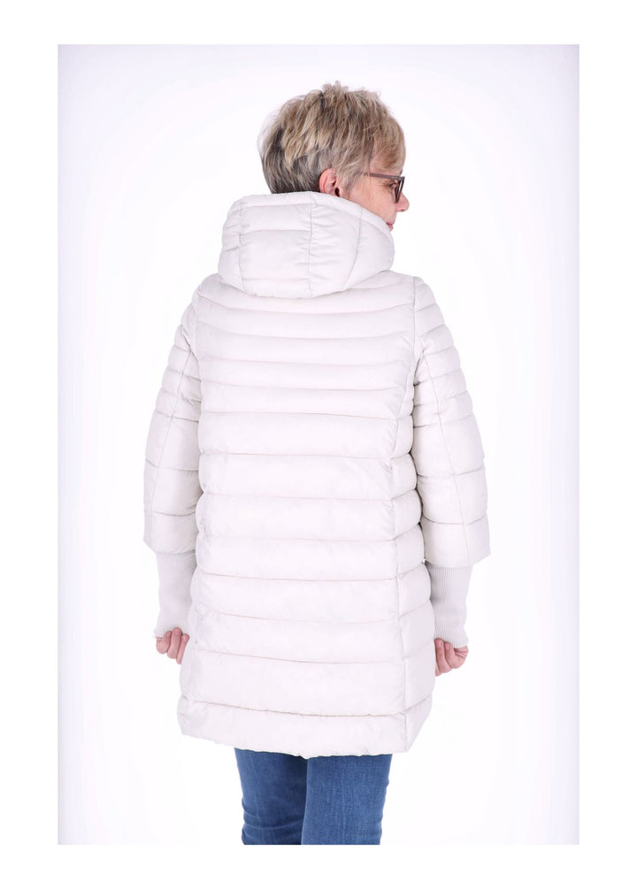 Damen Steppjacke mit Strickbündchen in Weiß